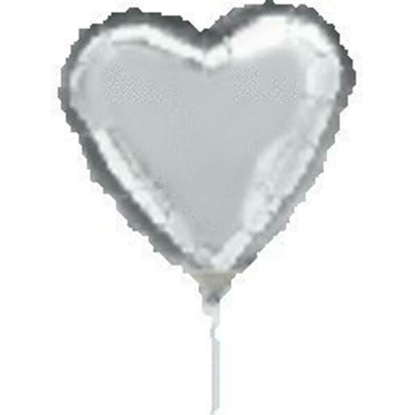 Anagram 4 in. Silver Heart Flat Foil Balloon 41092